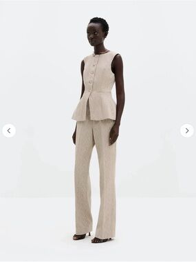 By Malina Textured Cream Wide-Leg Trousers and Sleeveless vest Tailored Set NWT